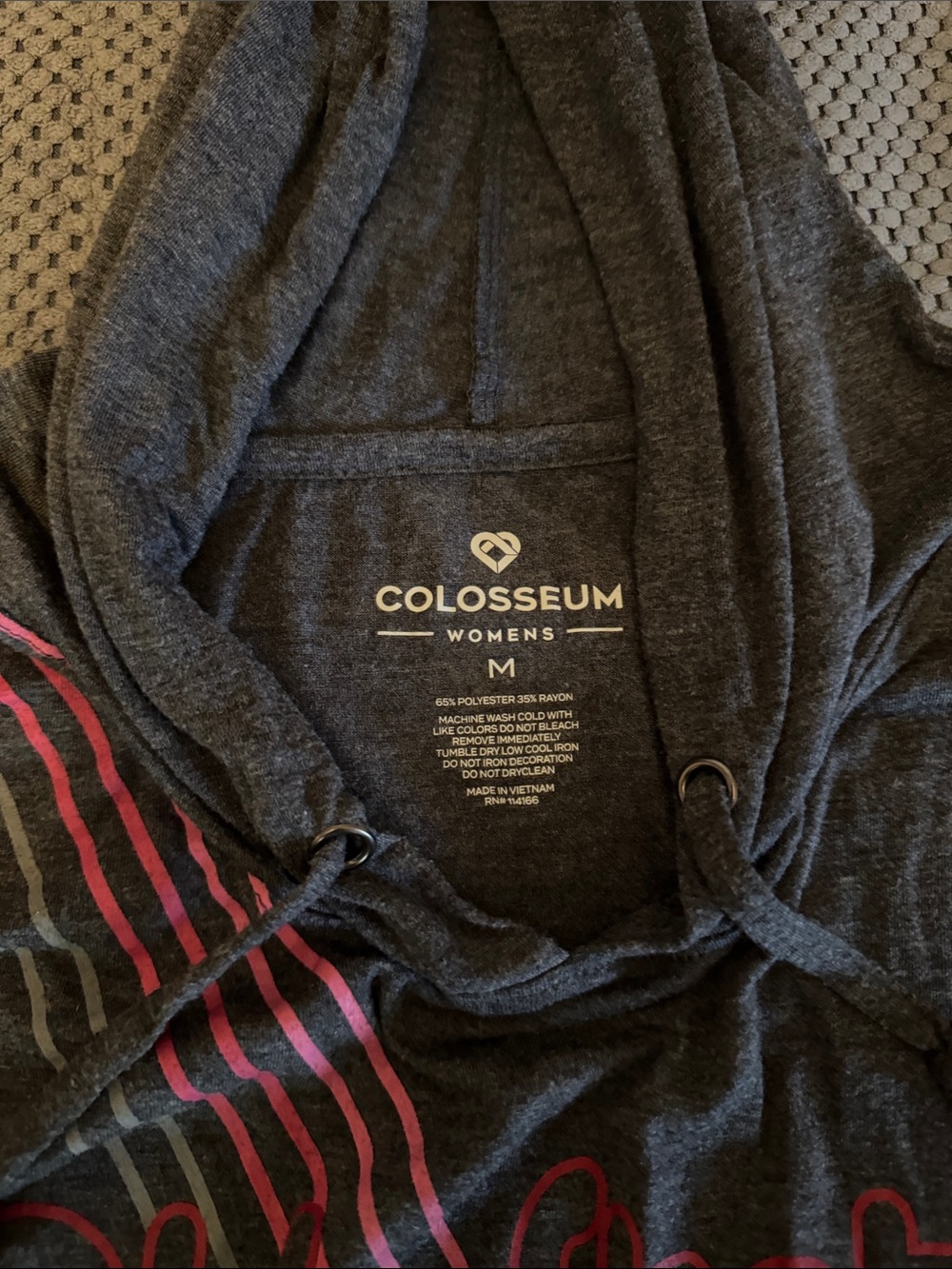 Colosseum Gray Hooded Long-Sleeve Tee with Red Script and Multicolor Stripes - Picture 2 of 4